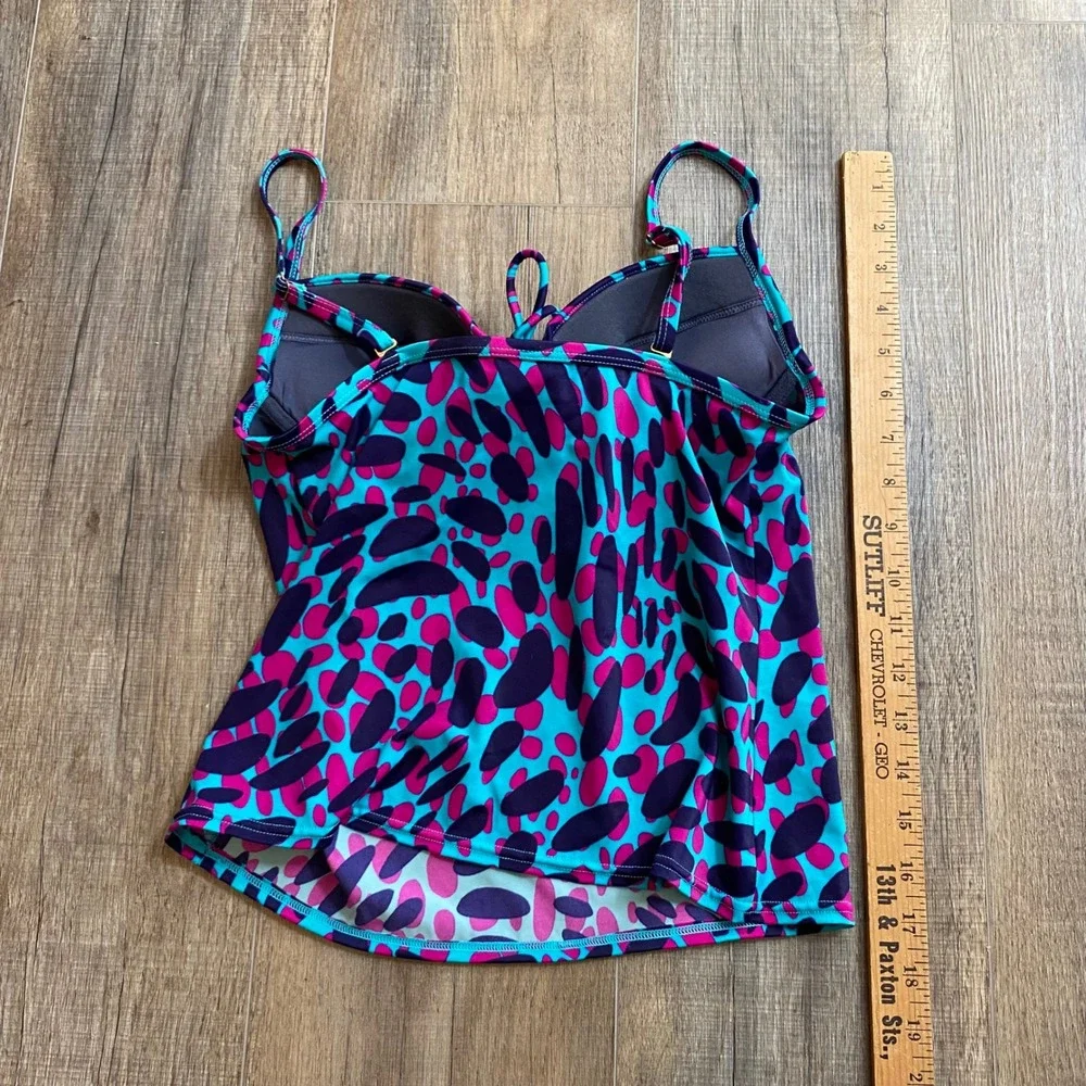 Victorias Secret Tankini Swimsuit Set Blue Pink Purple Abstract Print Small S/P